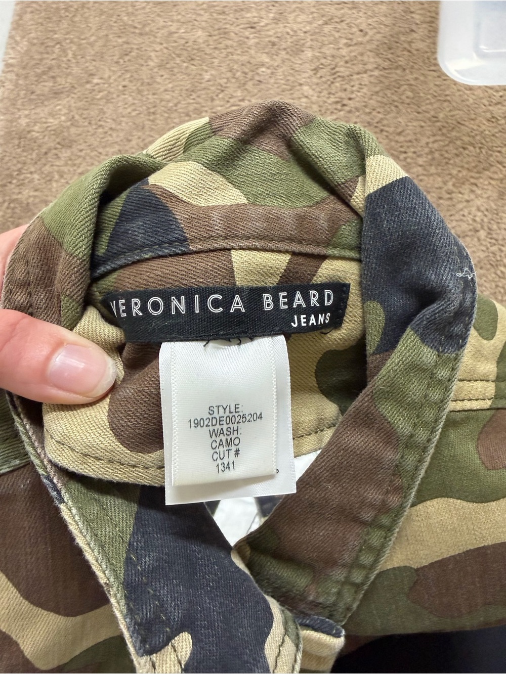 Veronica Beard Camo Button-Front Dickie in Green/Brown - Picture 6 of 6